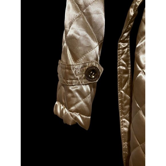 Y2K South Pole Quilted Trench Coat M Gold Belt McBling ASO Jaslene Gonzalez ANTM - Picture 5 of 14